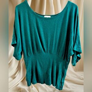 Anthropologie Bordeaux Soft Drape Teal Sweater Knit Blouse